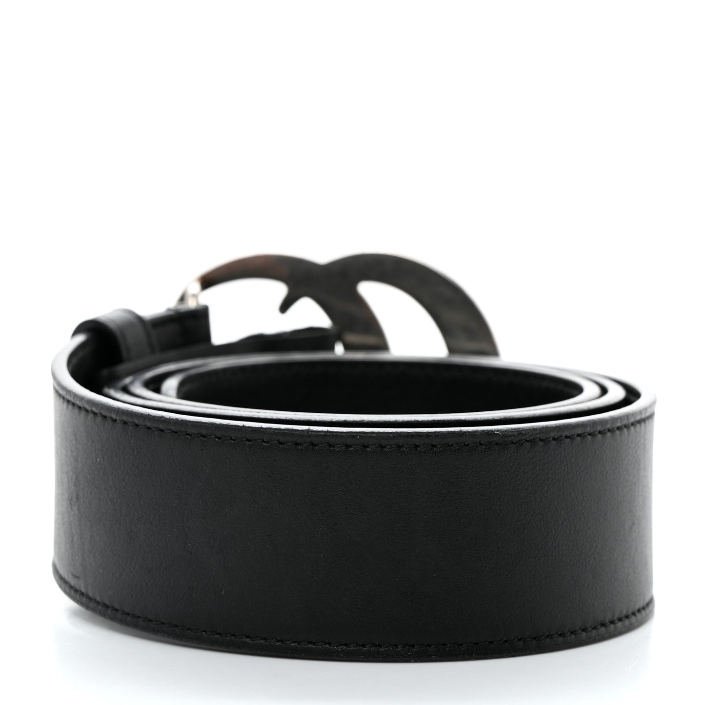 Moon Calfskin Nickel Double G 40mm Belt 80 32 Black