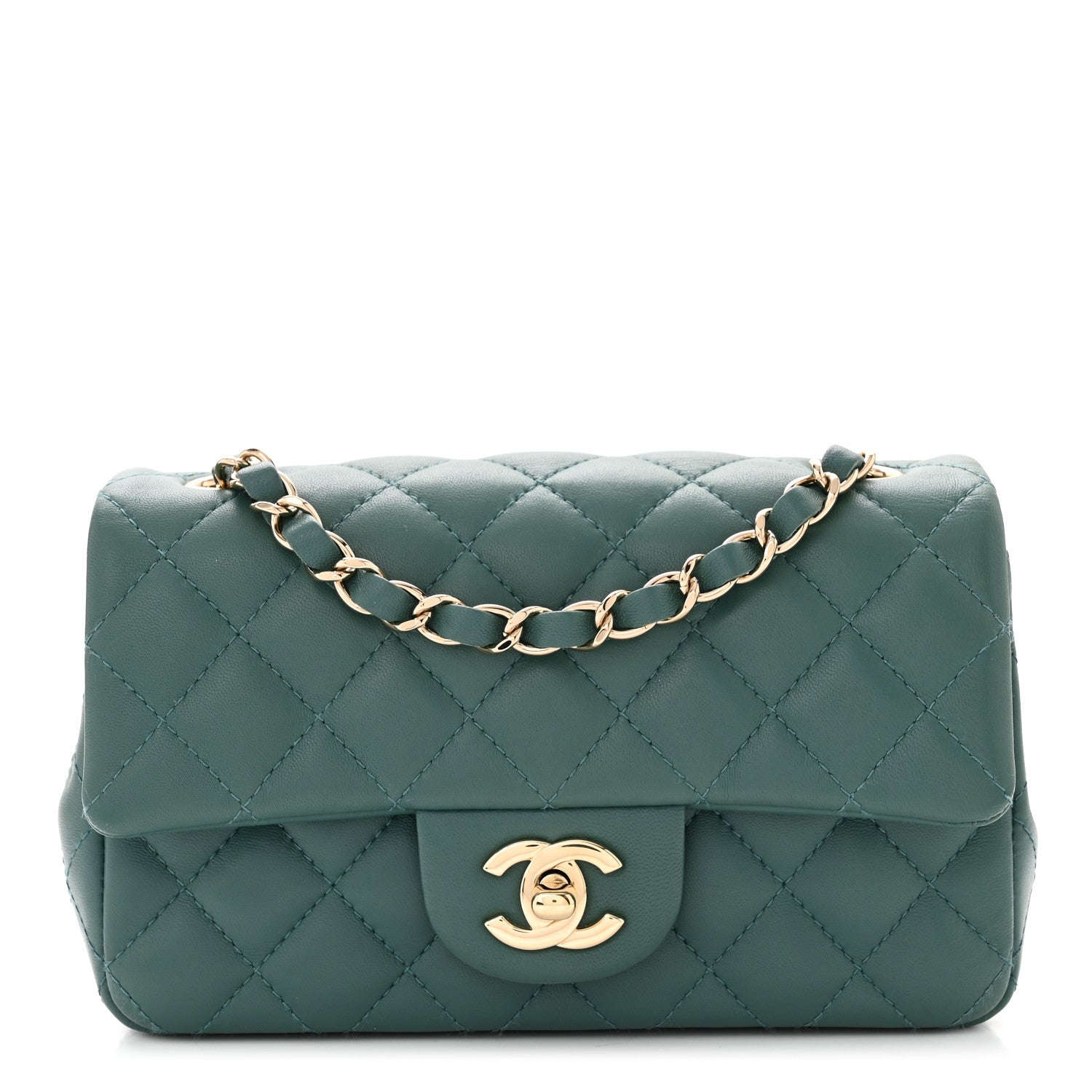 Chanel Lambskin Quilted Mini Rectangular Flap Green 1 of 10