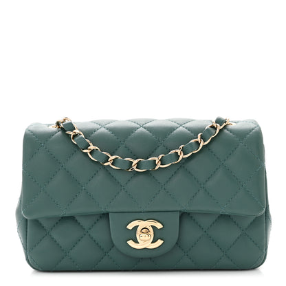 Chanel Lambskin Quilted Mini Rectangular Flap Green 1 of 10