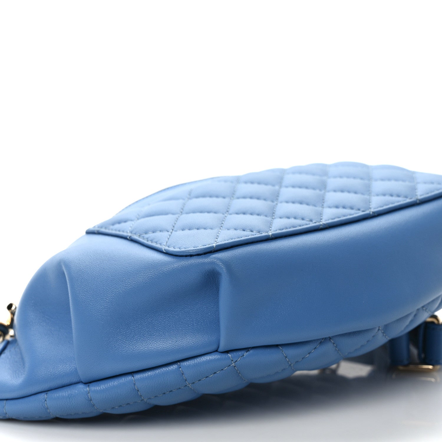 Chanel Crumpled Lambskin Quilted Waist Bag Fanny Pack Blue 8 of 9