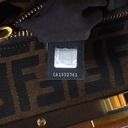 Fendi Goatskin Zucca Large Peekaboo Iconic Satchel Cuoio Tobacco Moro 10 of 11
