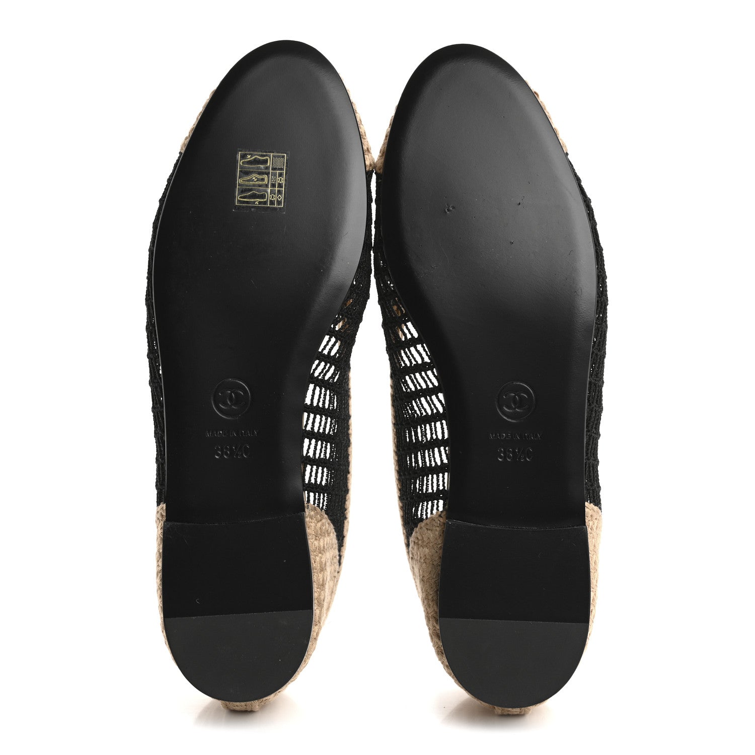 Chanel Raffia Cap Toe Ballerina Flats 38.5 Black Beige 6 of 9
