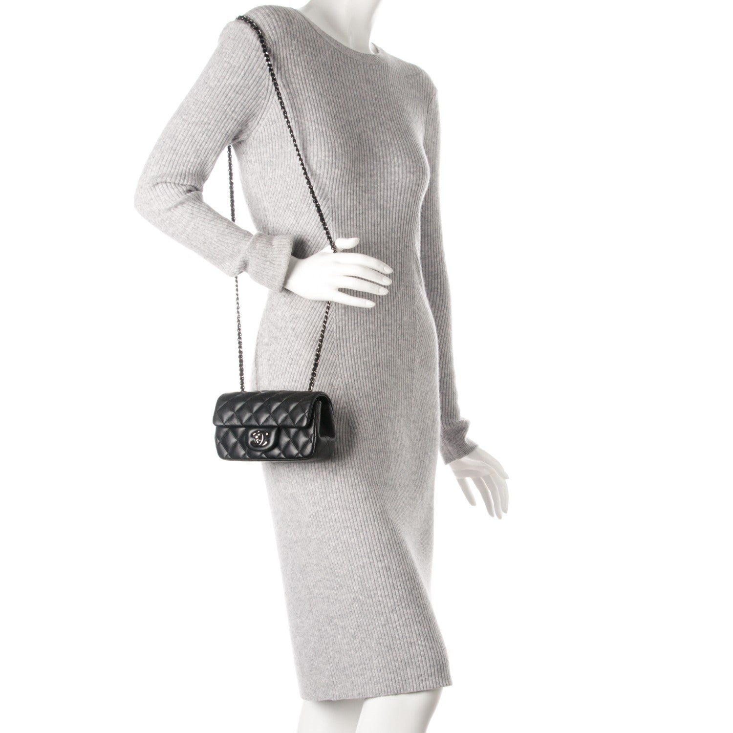 Chanel Lambskin Quilted Extra Mini Flap Black 2 of 8