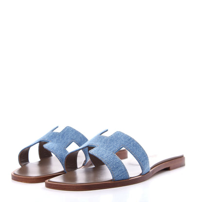 Hermes Denim Canvas Oran Sandals 36 Bleu Clair 3 of 11