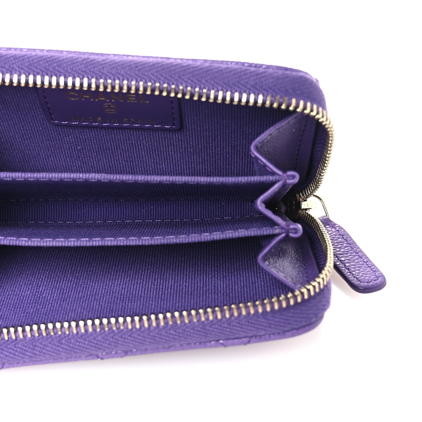 Caviar Quilted Zip Coin Purse Purple