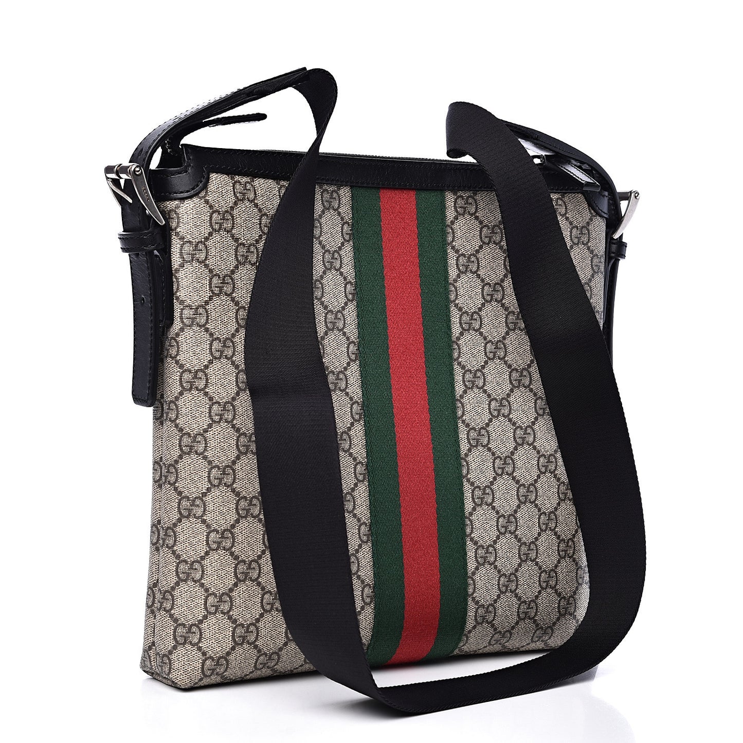GG Supreme Monogram Web Messenger Bag Black