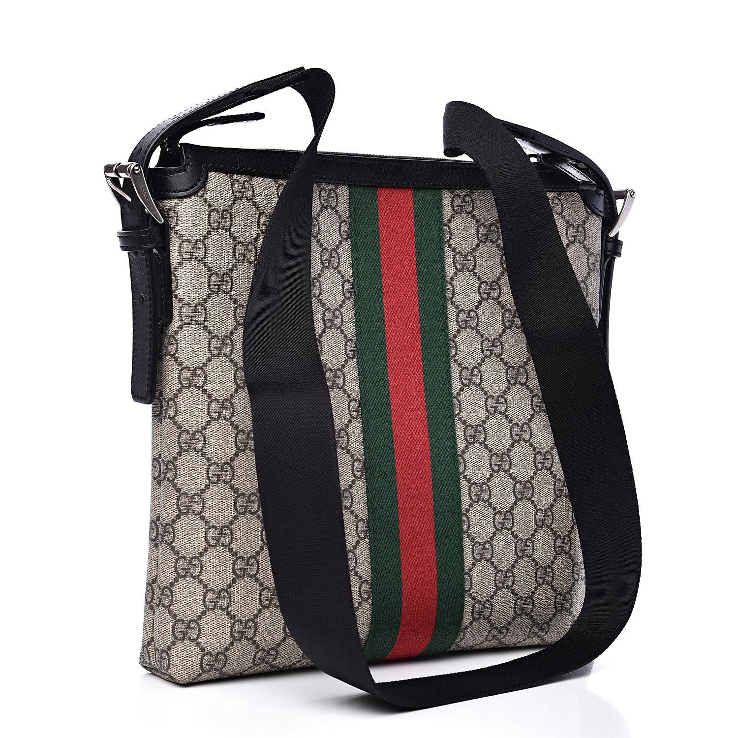 Gucci GG Supreme Monogram Web Messenger Bag Black 2 of 9