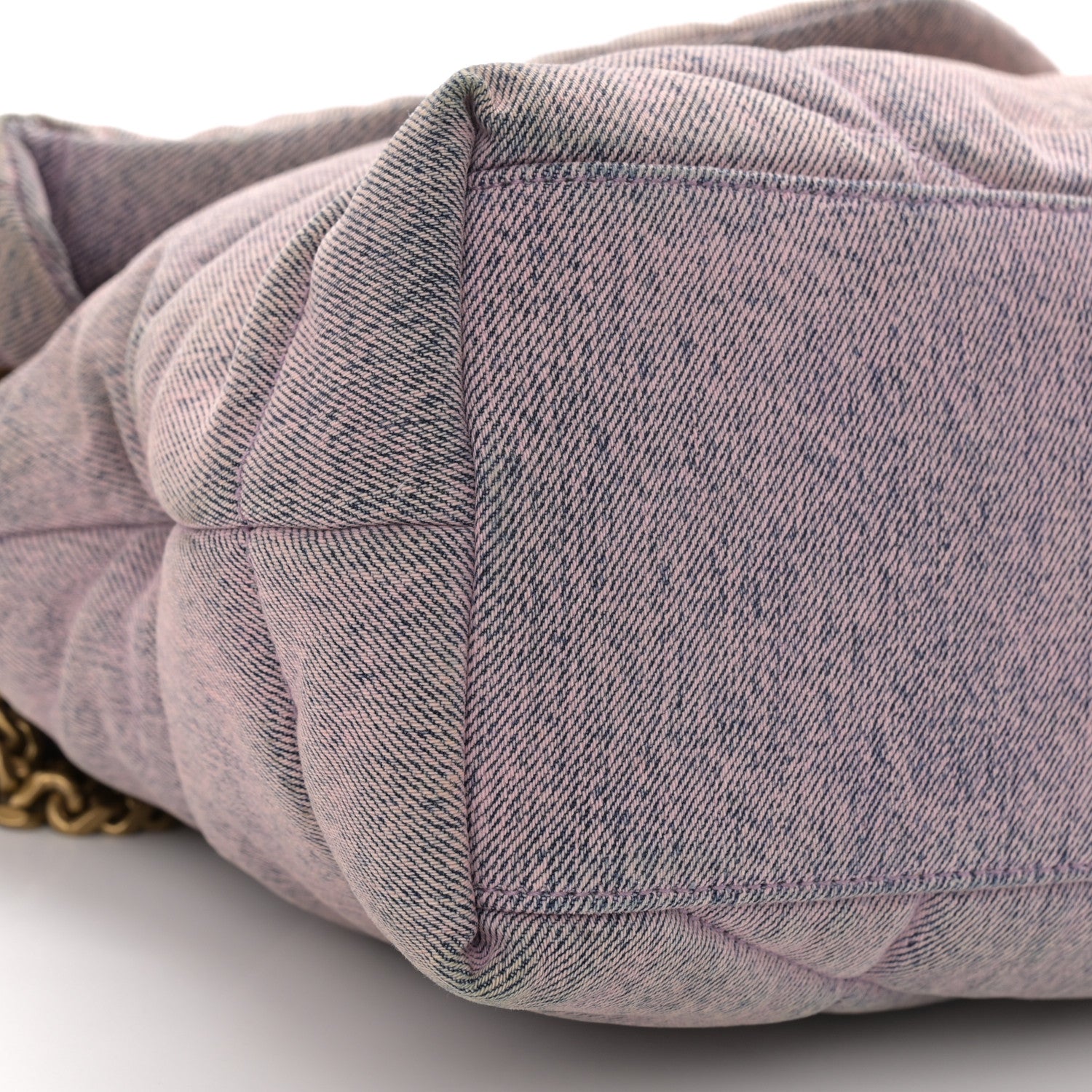 Saint Laurent Denim Quilted Medium Loulou Puffer Monogram Chain Satchel Bleached Lilac 9 of 11