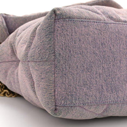 Saint Laurent Denim Quilted Medium Loulou Puffer Monogram Chain Satchel Bleached Lilac 9 of 11