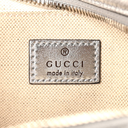 Gucci Metallic Sakai Be Green Calfskin Diagonal Stitched Small Blondie Shoulder Bag Silver 6 of 10