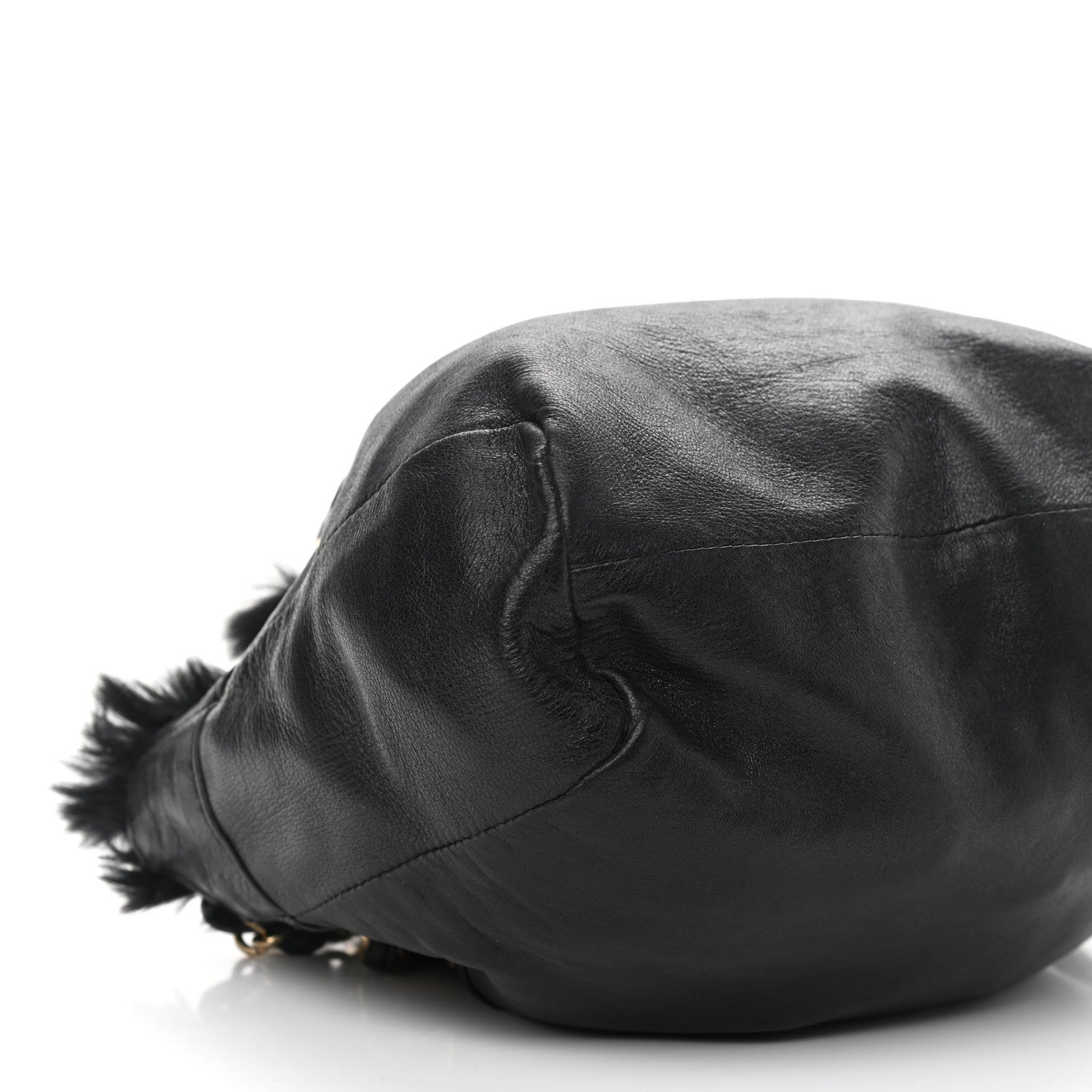 Chanel Rabbit Fur Reversible Drawstring Bag Black 15 of 16
