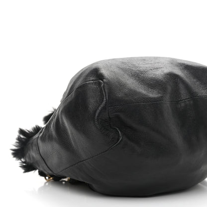 Chanel Rabbit Fur Reversible Drawstring Bag Black 15 of 16