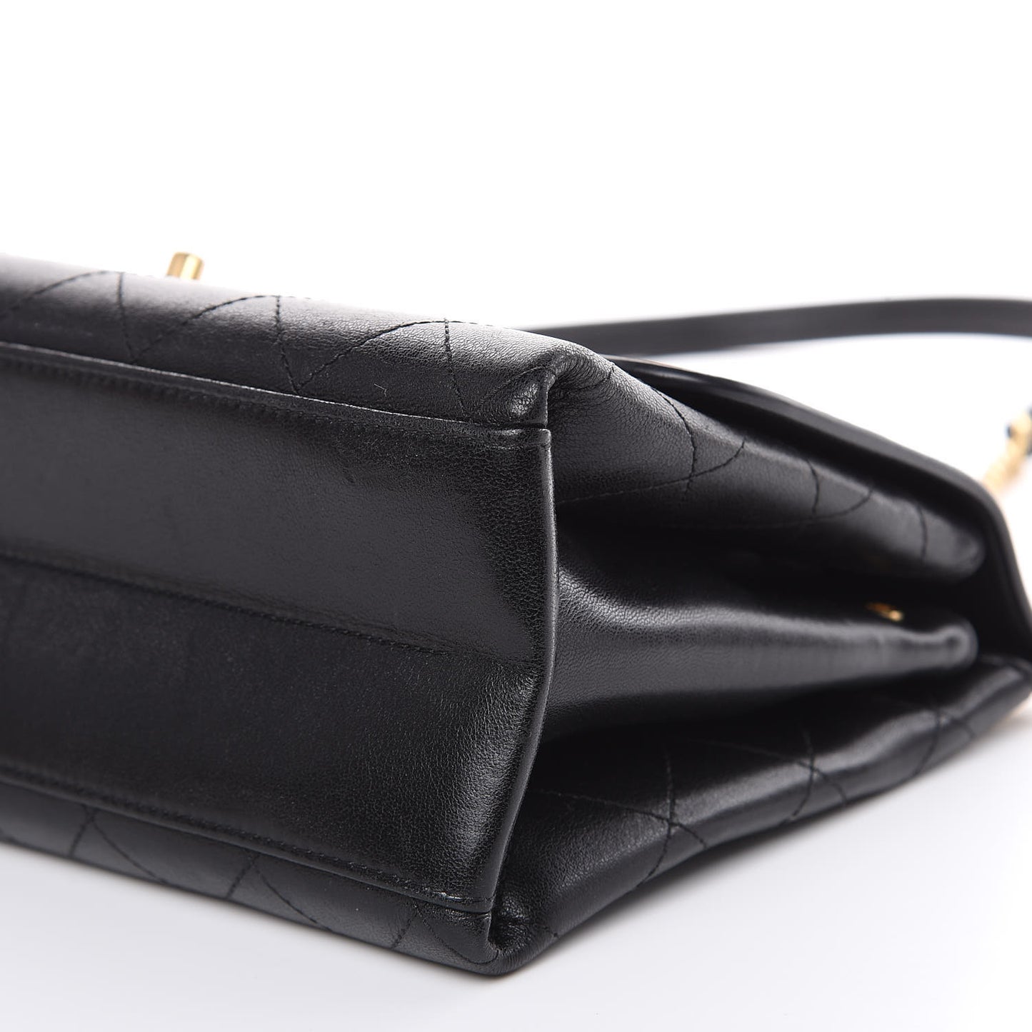 Lambskin Stitched Medium Coco Luxe Handle Flap Black
