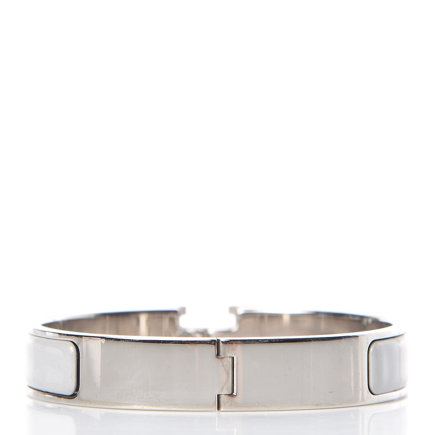 Enamel Narrow Clic Clac H Bracelet GM Blanc Gris Clair