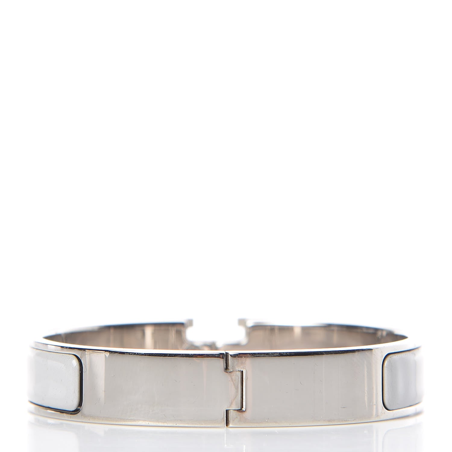Hermes Enamel Narrow Clic Clac H Bracelet GM Blanc Gris Clair 3 of 6