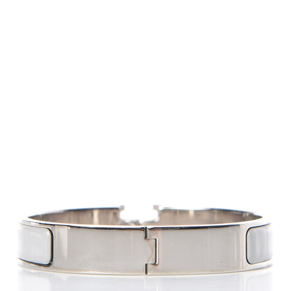 Hermes Enamel Narrow Clic Clac H Bracelet GM Blanc Gris Clair 3 of 6