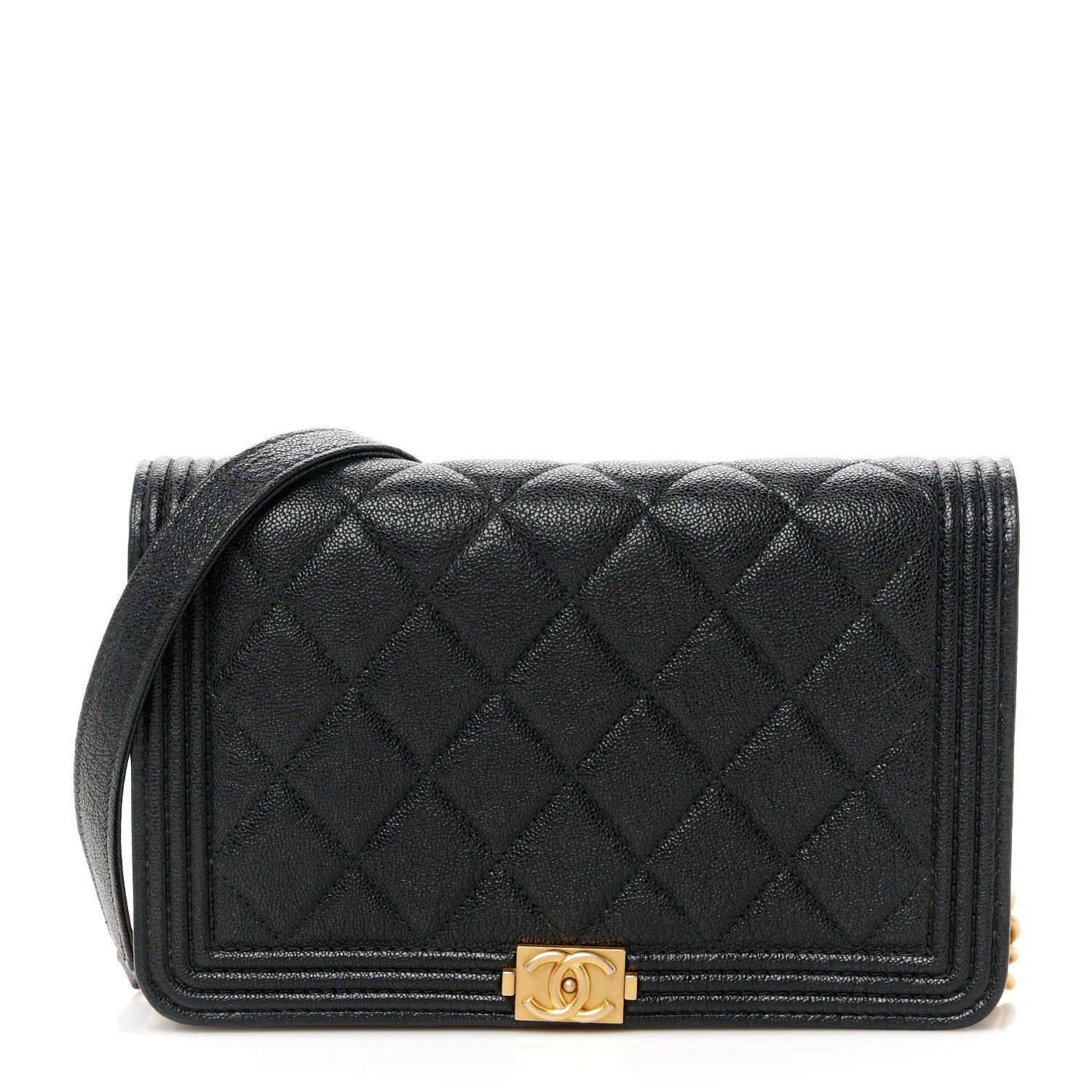 Chanel Caviar Quilted Boy Wallet On Chain WOC Black 1 of 10