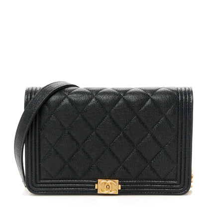 Chanel Caviar Quilted Boy Wallet On Chain WOC Black 1 of 10