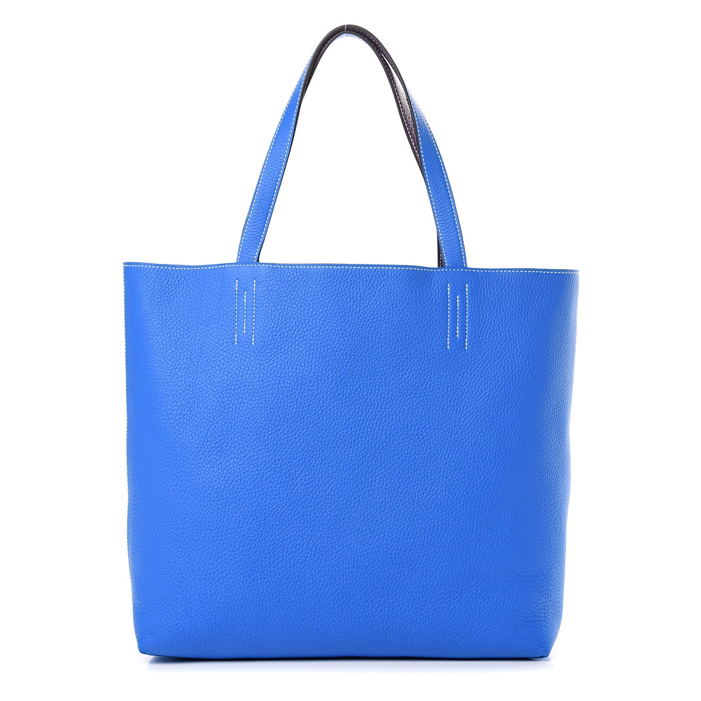 Taurillon Clemence Double Sens 45 Reversible Tote Bleu Zanzibar Ultraviolet