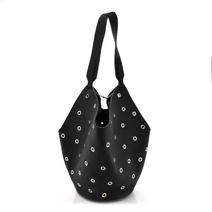 Khaite Pebbled Calfskin Grommet Lotus Tote Black 1 of 9