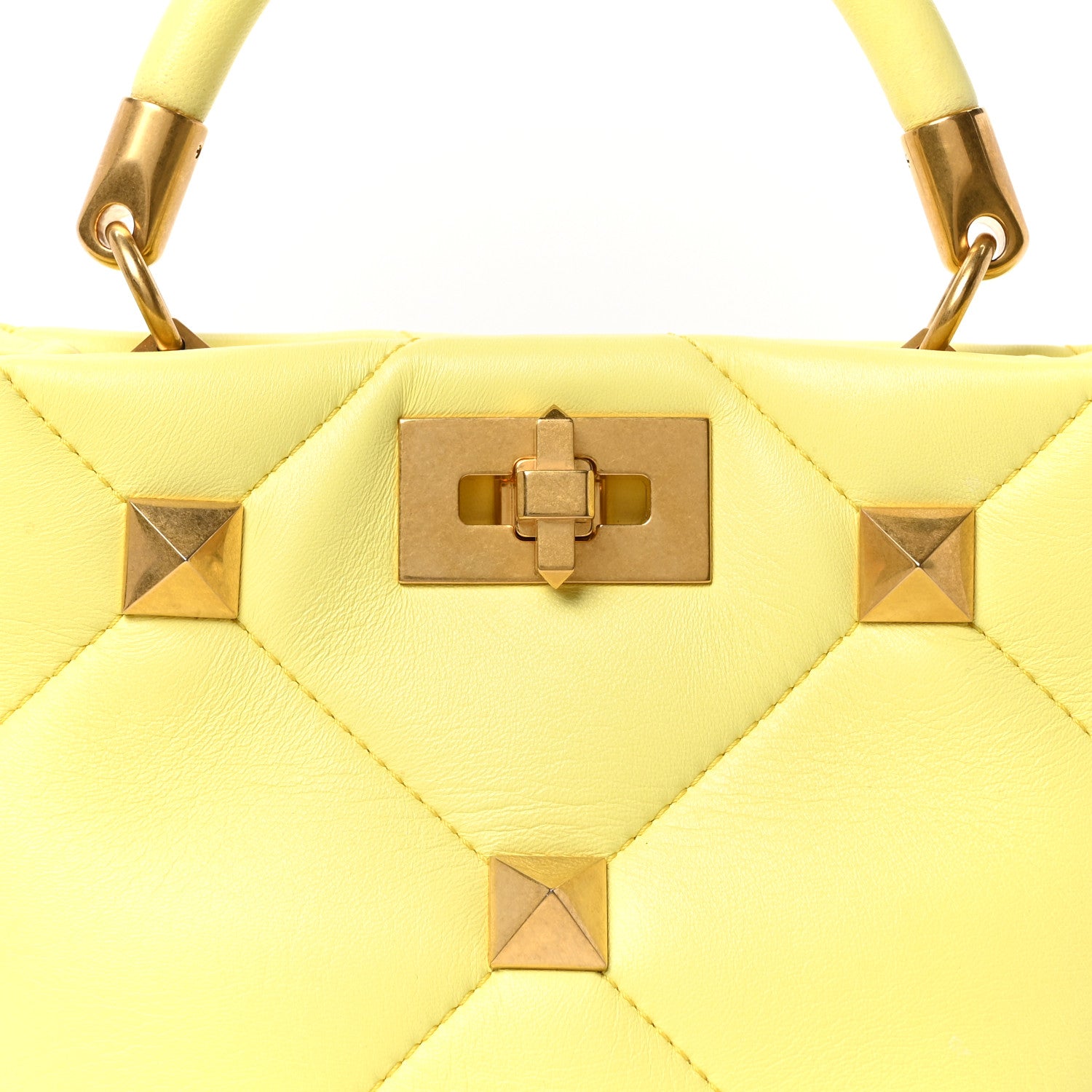 Valentino Garavani Nappa Small Roman Stud The Handle Bag Lime Sorbet 7 of 9