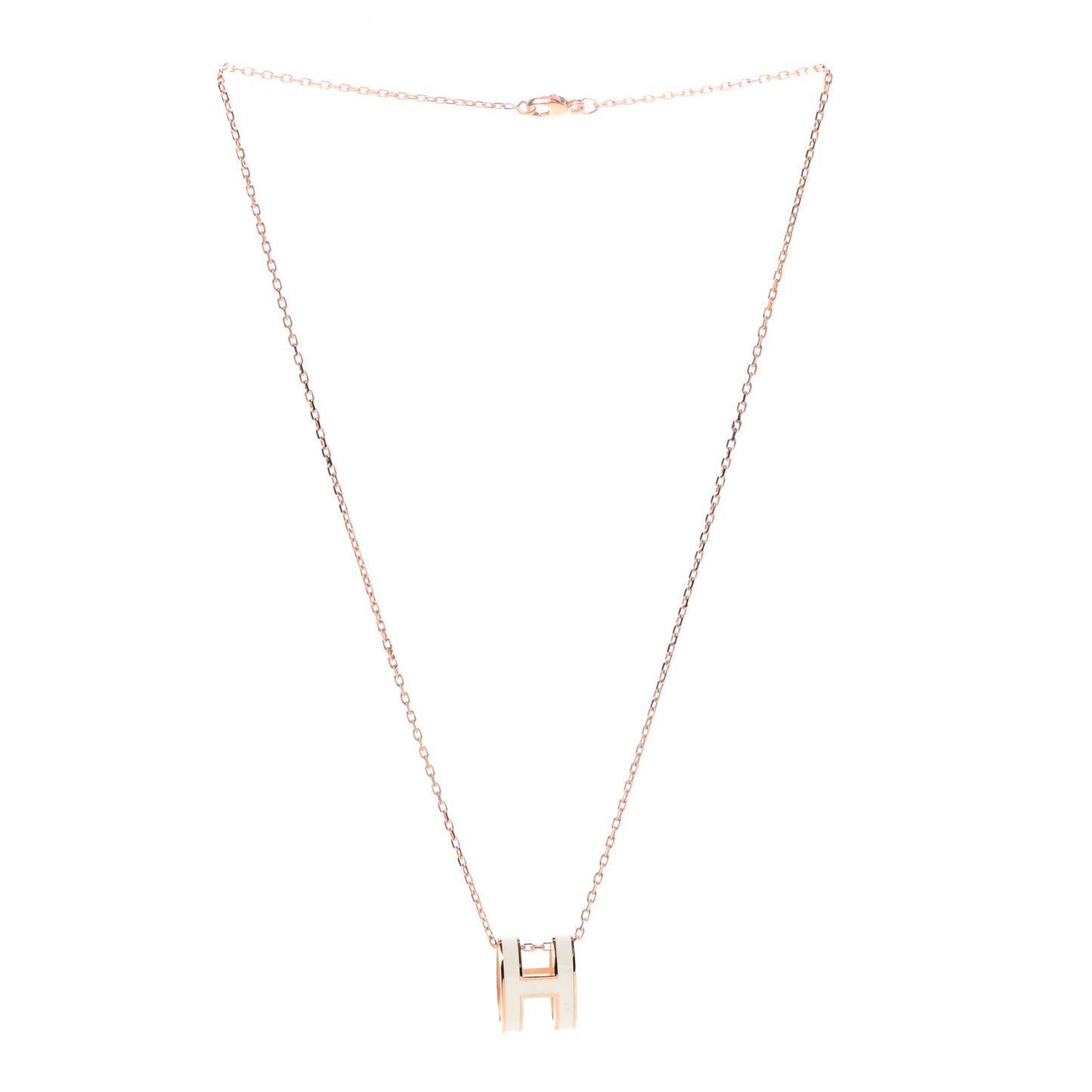 Lacquered Rose Gold Pop H Pendant Necklace White