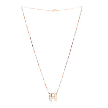Hermes Lacquered Rose Gold Pop H Pendant Necklace White 3 of 5