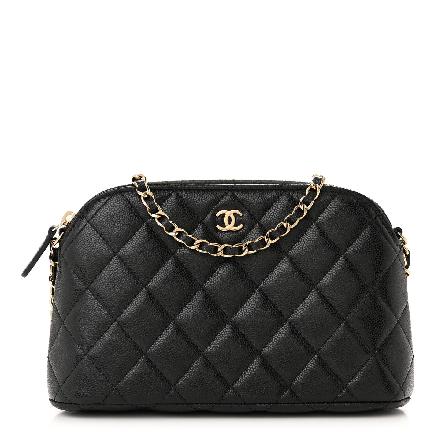 Caviar Quilted Classic Clutch With Chain Black