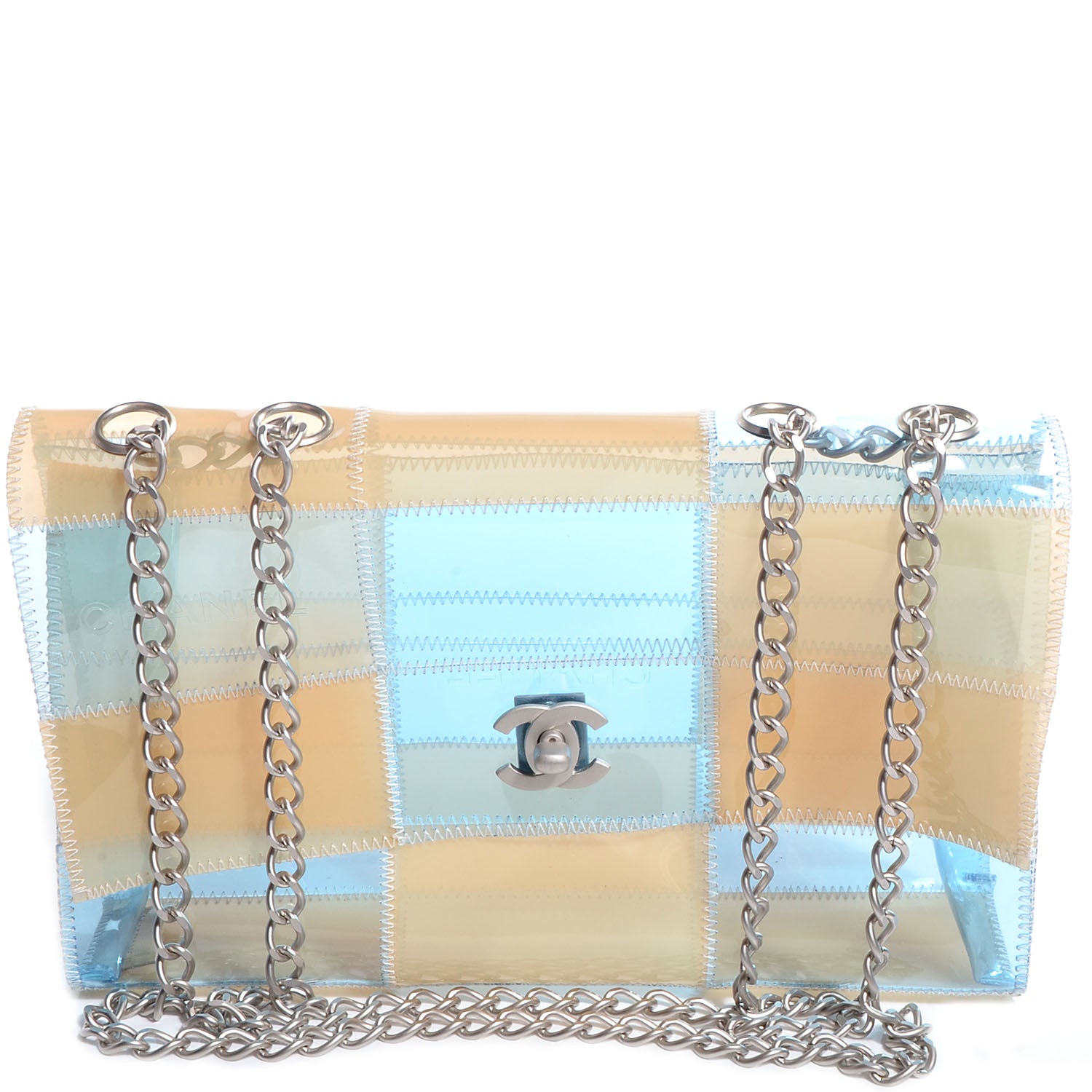Chanel Vinyl Naked Patchwork Medium Flap Blue Beige 1 of 8
