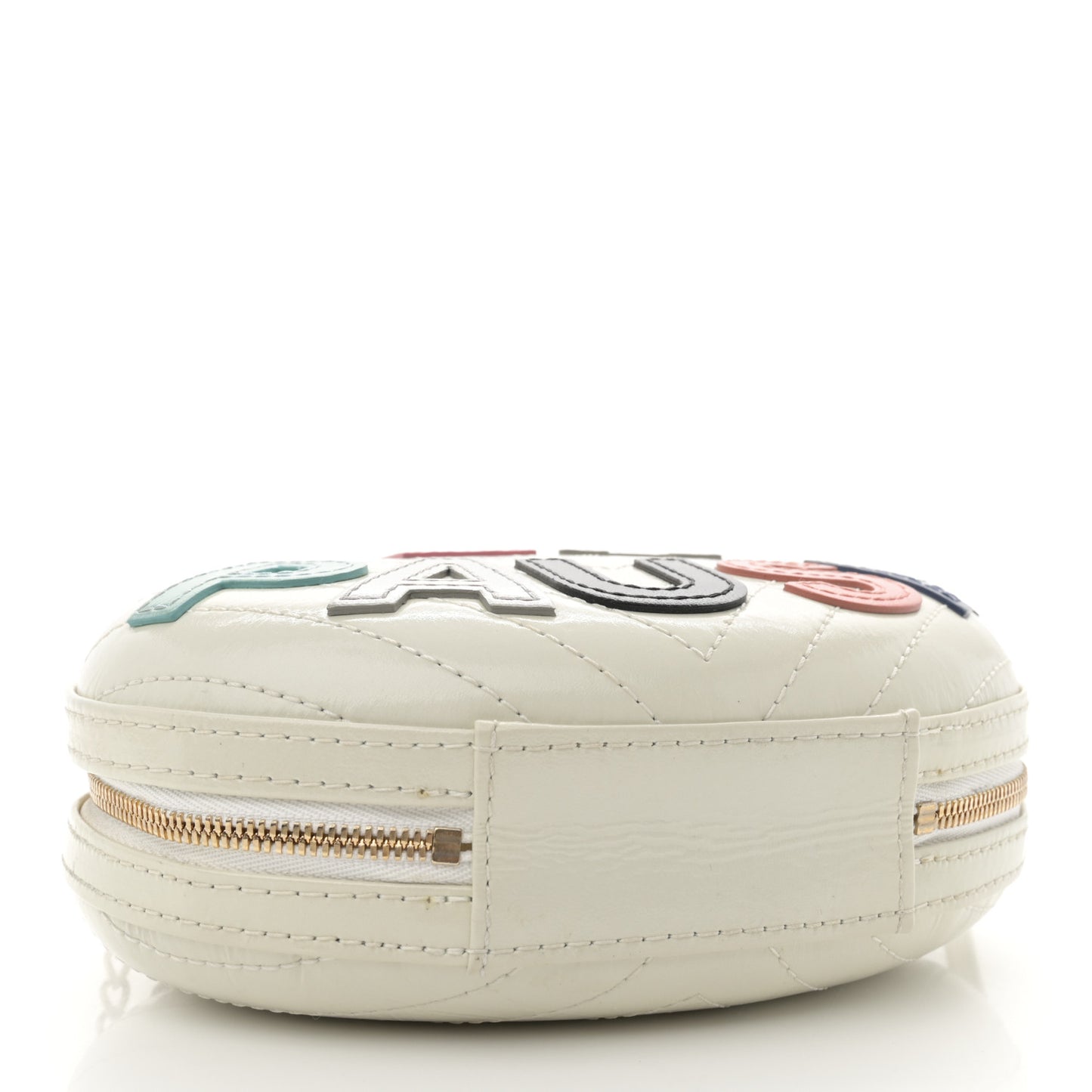 Embroidered Lambskin Chevron Quilted La Pausa Evening Bag White
