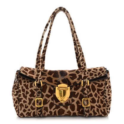 Prada Calf Hair Cavallino Giraffe Print Easy Foldover Pushlock Satchel Sabbia Moro 1 of 12