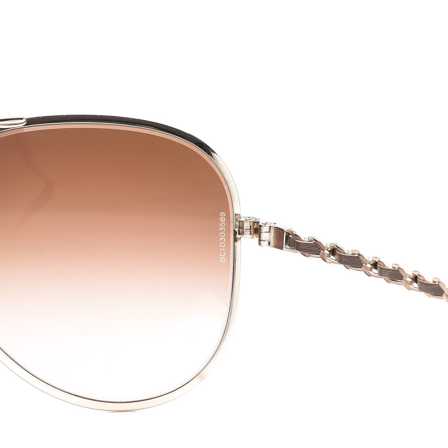 Lambskin Aviator Chain Sunglasses 4194-Q Gold