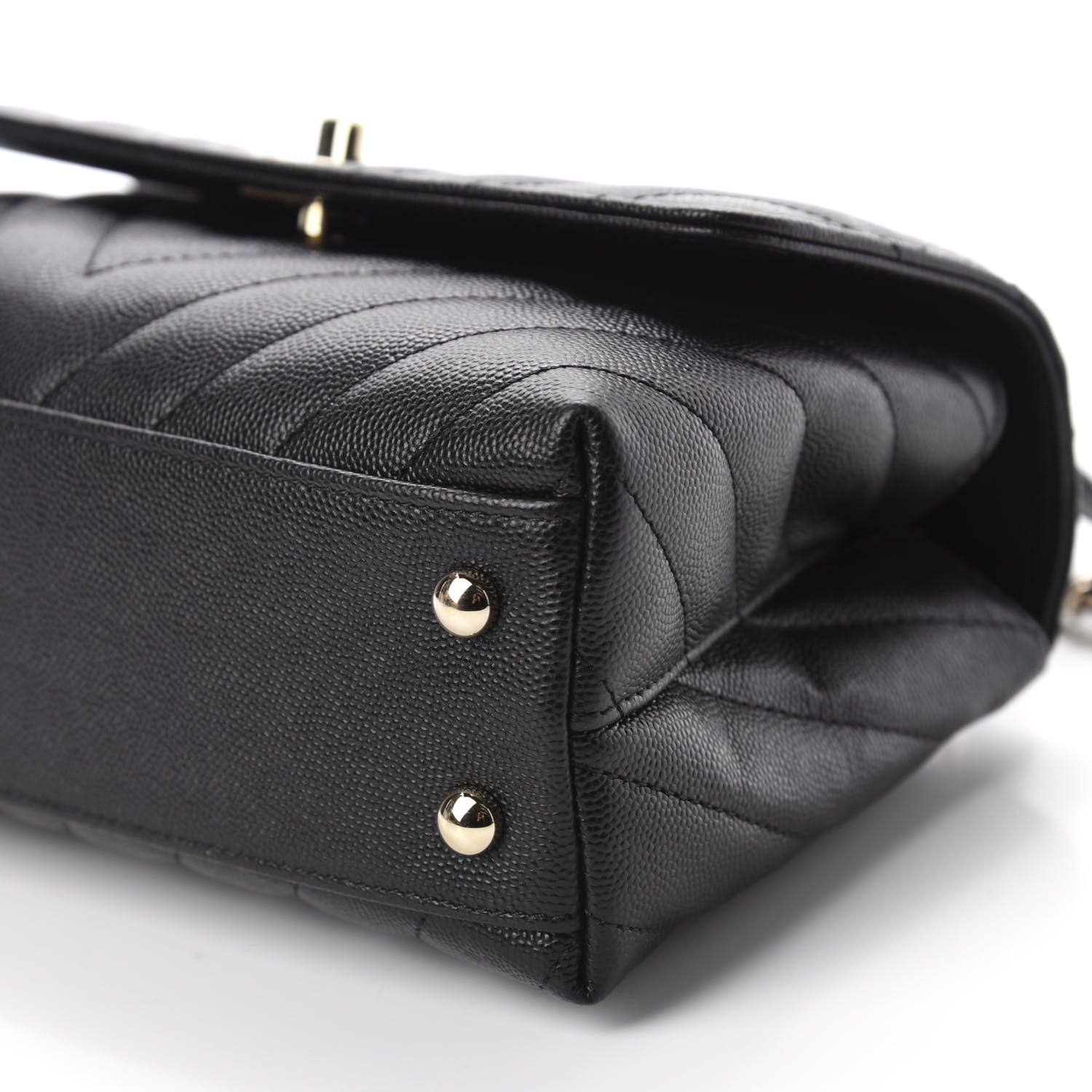 Chanel Caviar Lizard Chevron Quilted Mini Coco Handle Flap Black 7 of 17