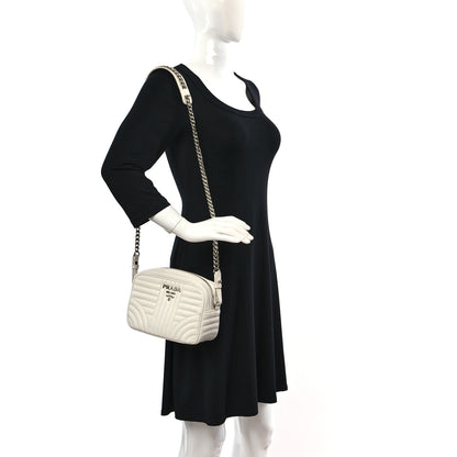 Prada Soft Calfskin Diagramme Crossbody Bag White 2 of 8