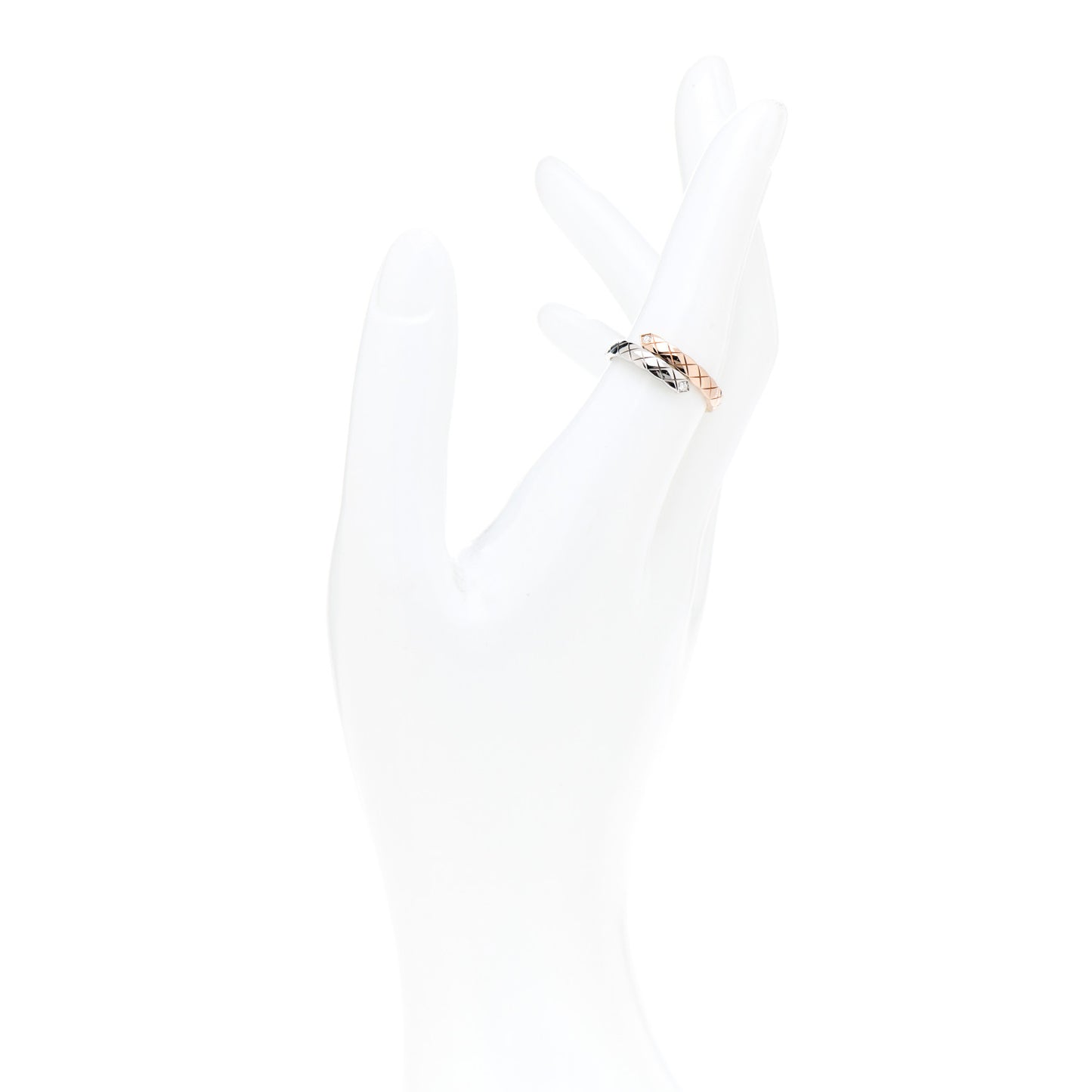 18K White Beige Gold Diamond Coco Crush Toi et Moi Ring 55 7.25