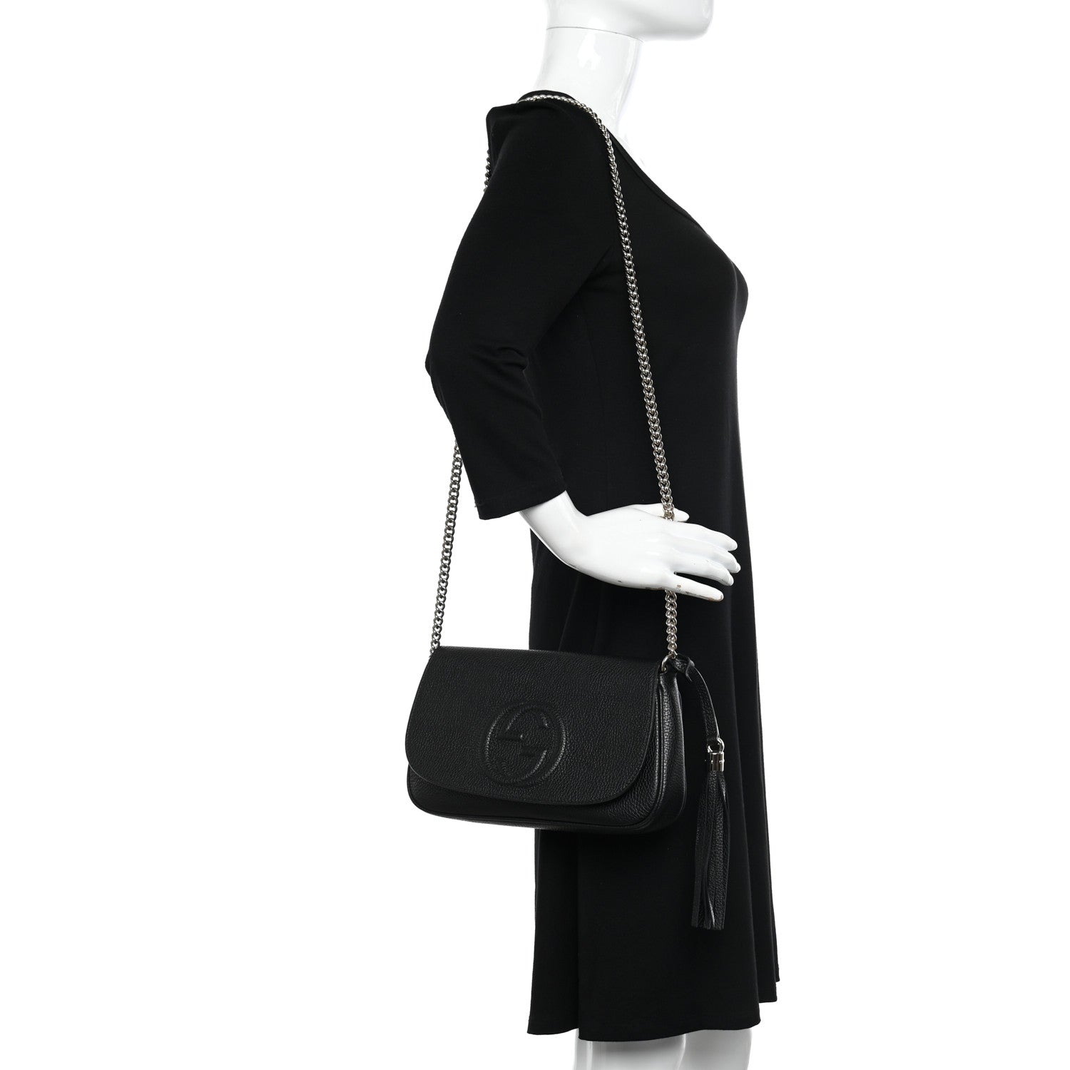 Gucci Pebbled Calfskin Medium Soho Flap Crossbody Black 2 of 10