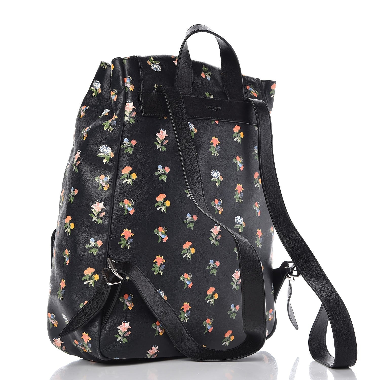 Saint Laurent Calfskin Prairie Flower Printed Festival Backpack Black Multicolor 3 of 13