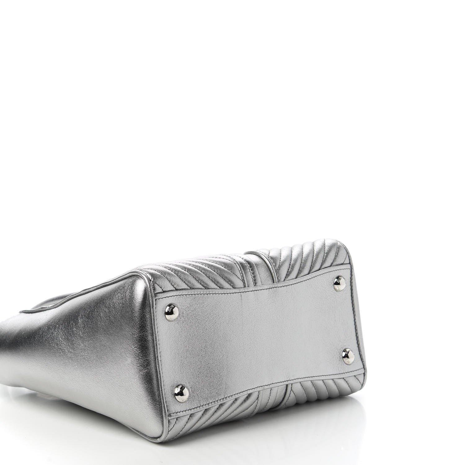 Miu Miu Metallic Nappa Matelasse Biker Tote Chromo 4 of 11
