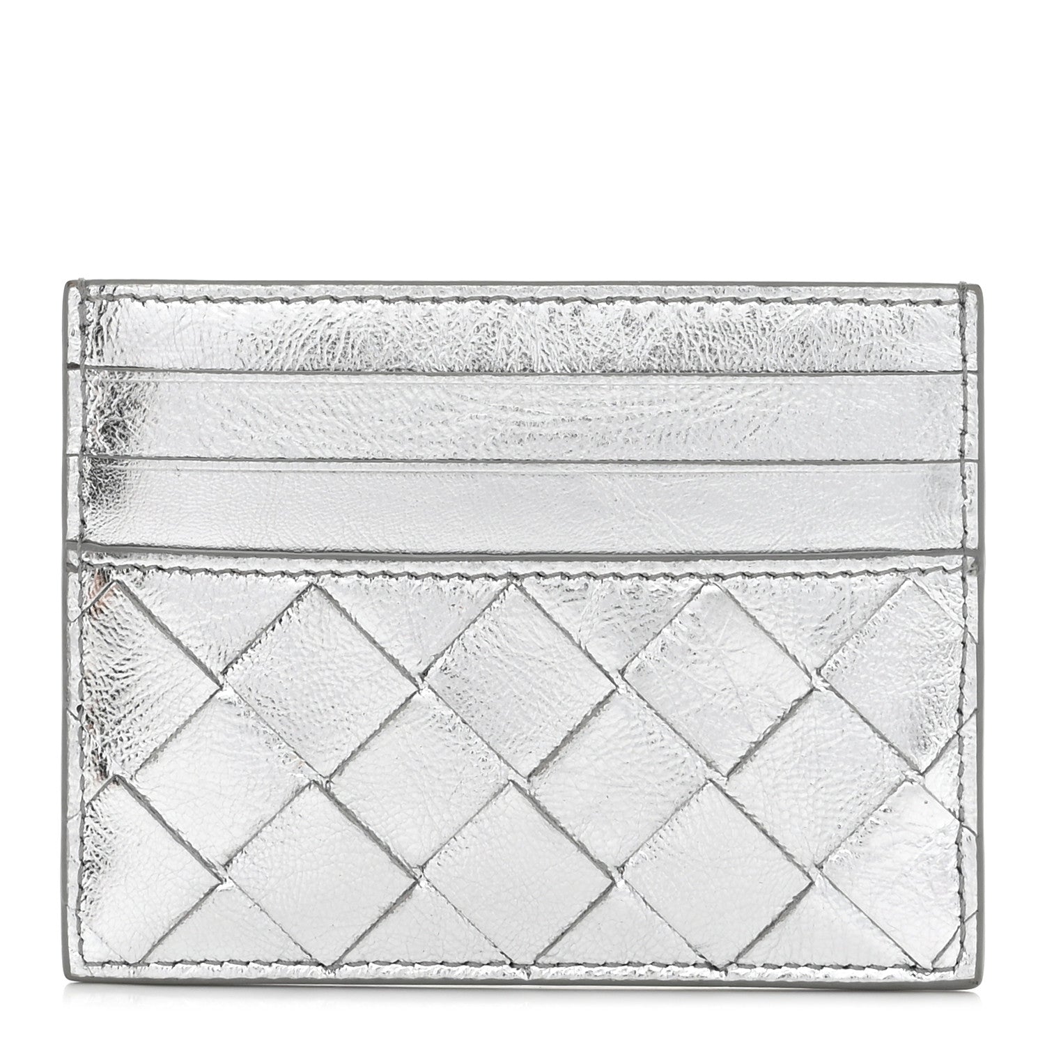 Bottega Veneta Metallic Nappa Intrecciato Card Holder Silver 1 of 7