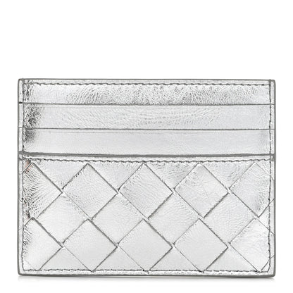 Bottega Veneta Metallic Nappa Intrecciato Card Holder Silver 1 of 7