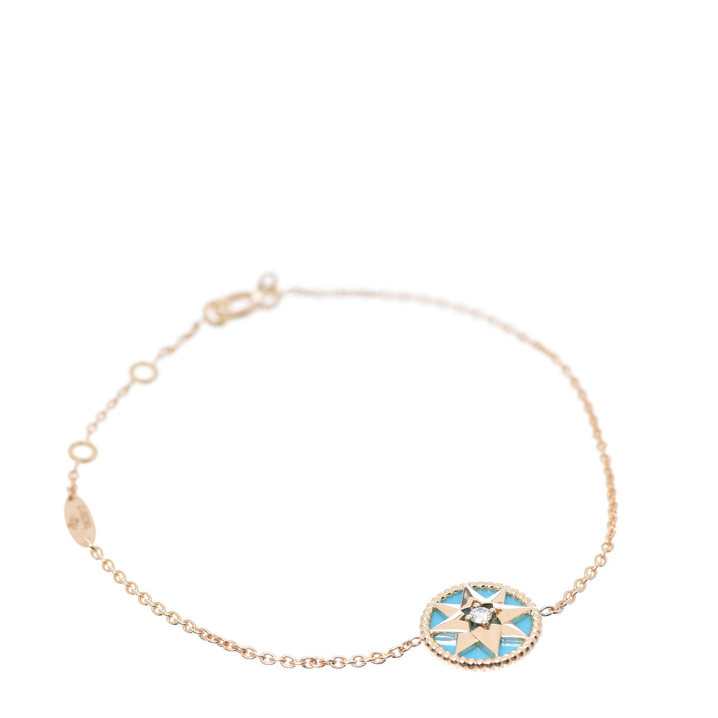 18K Yellow Gold Diamond Turquoise Rose Des Vents Bracelet