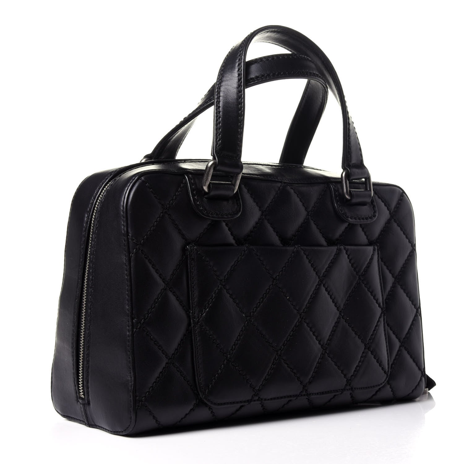 Chanel Calfskin Quilted Top Handle Bag Black 3 of 11