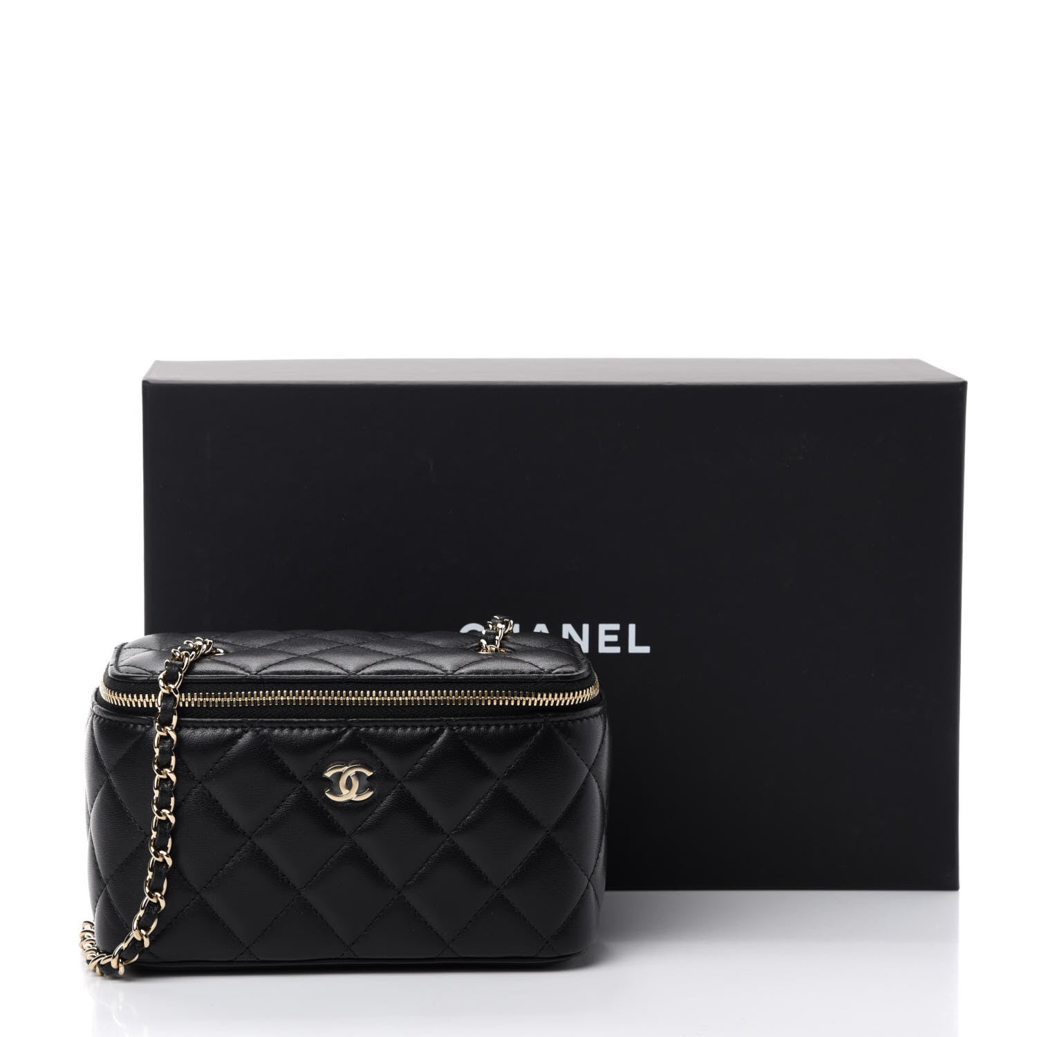 Chanel Lambskin Quilted Small Vanity Case With Chain Black 11 of 11