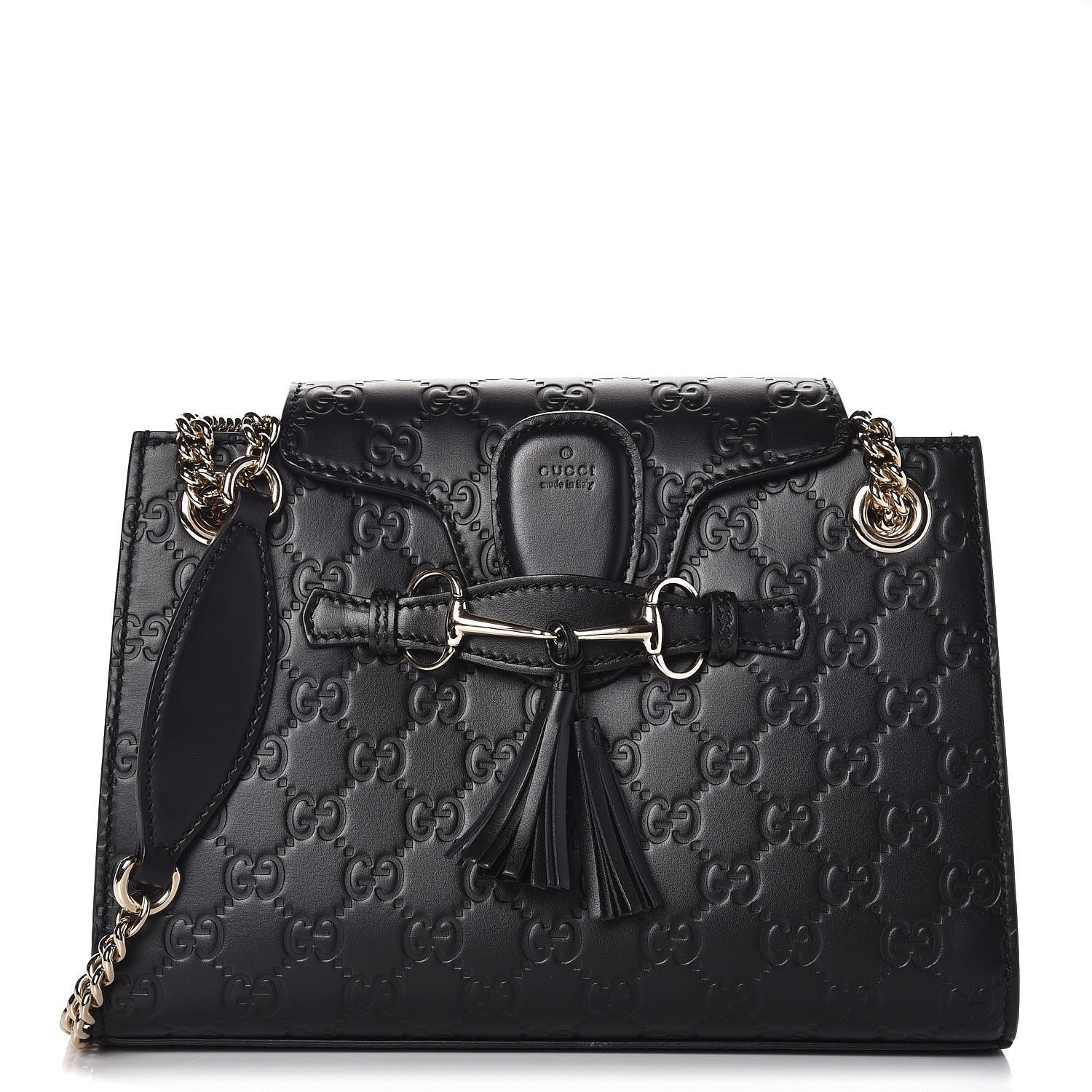 Gucci Guccissima Small Emily Shoulder Bag Black 1 of 8