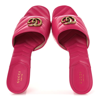 Gucci Nappa Matelasse GG Marmont 75mm Slide Sandals 36 Box Pink 38 Box Pink 2 of 13
