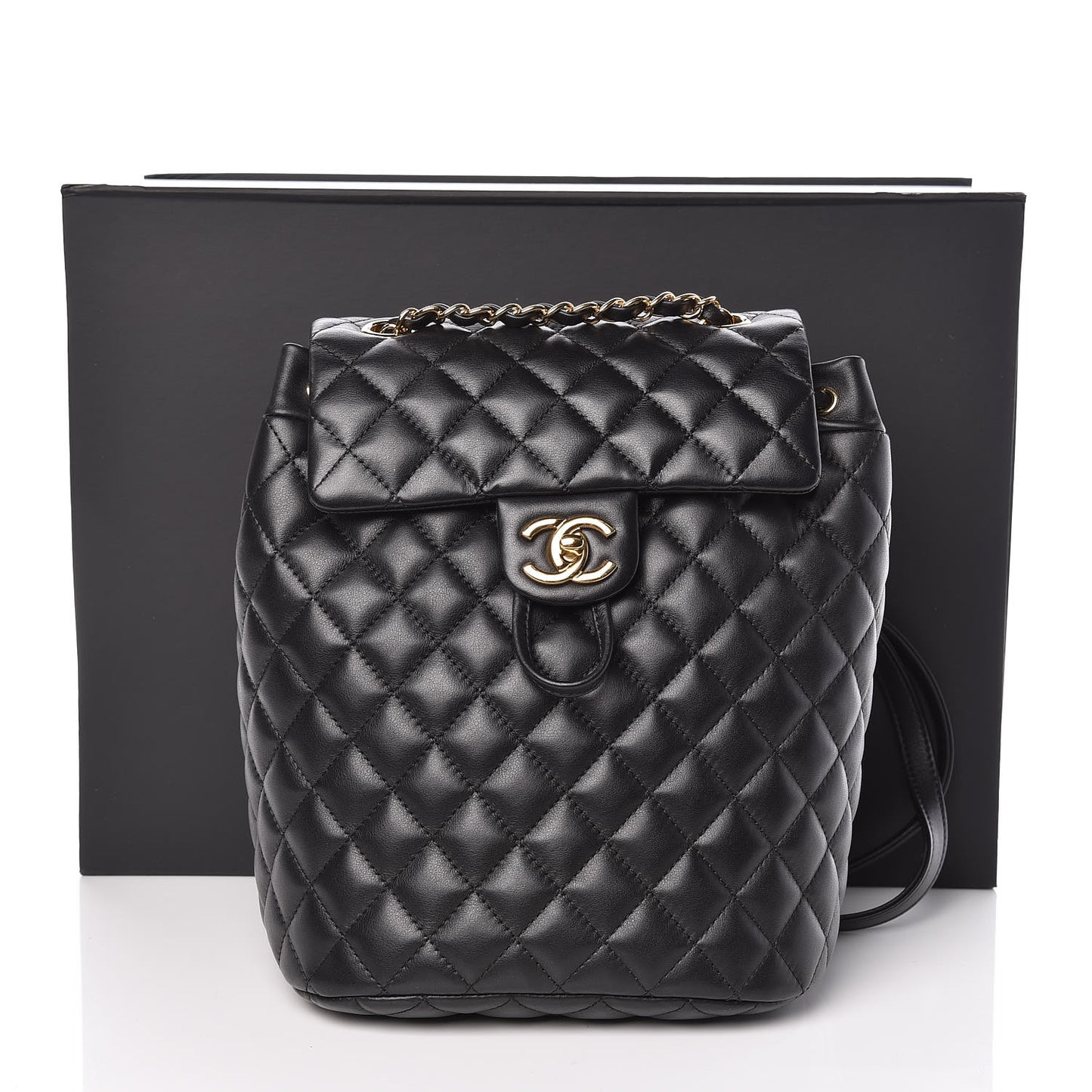 Lambskin Quilted Small Urban Spirit Backpack Black