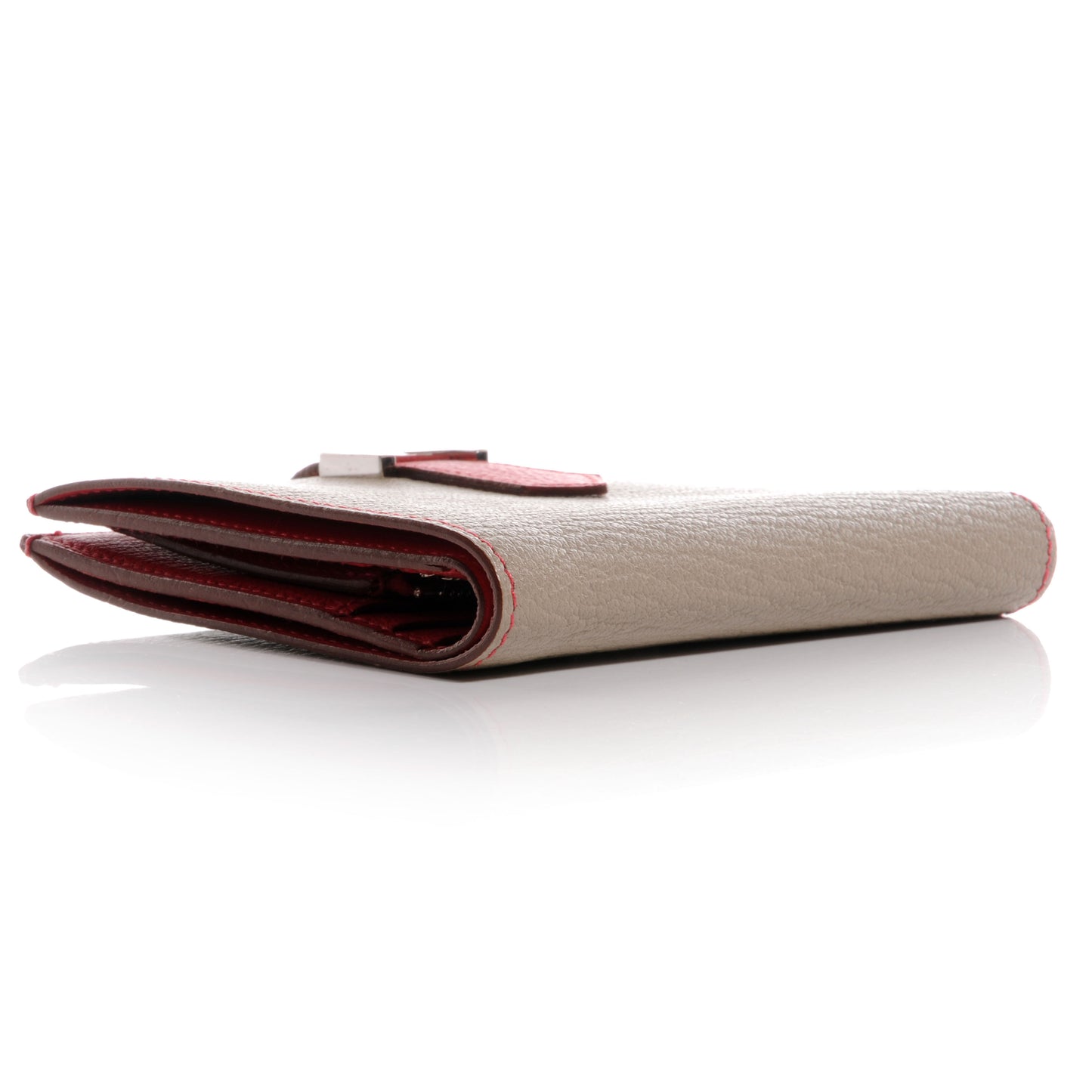 Chevre Mysore Bi-Color Compact Bearn Wallet Etoupe Bougainvillea