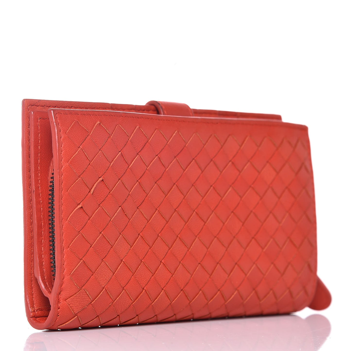 Nappa Intrecciato Continental Snap Wallet Corniola
