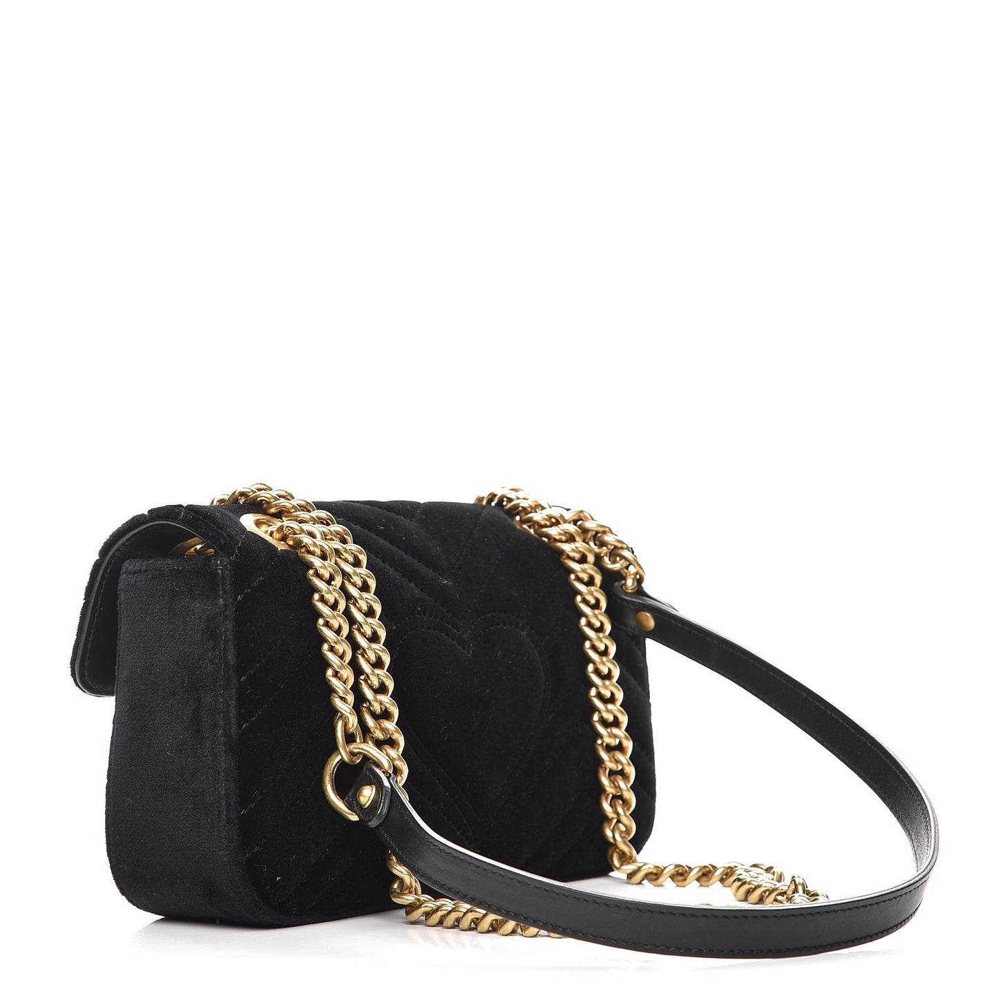 Velvet Matelasse Mini GG Marmont Shoulder Bag Black