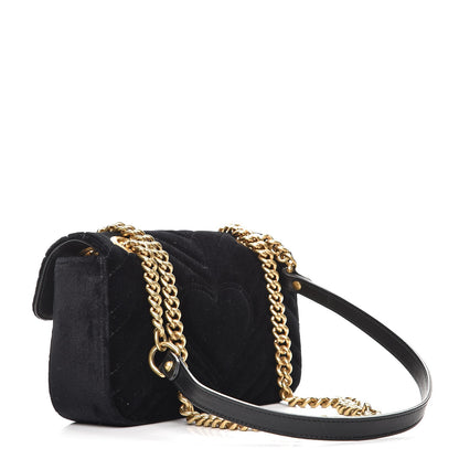 Gucci Velvet Matelasse Mini GG Marmont Shoulder Bag Black 4 of 7